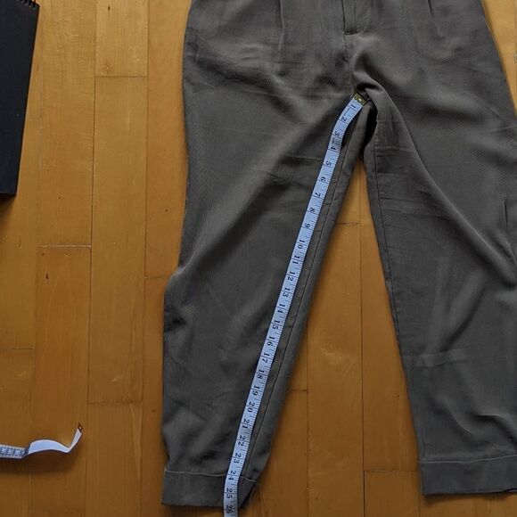 ZARA khaki pants cropped high rise pleated pants Medium - Picture 9 of 10